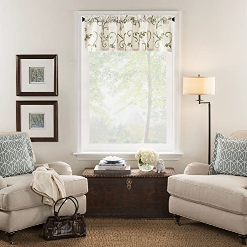 VOGOL Green Vine Embroidered Kitchen Valance, 52 x 14 Inches - color: Green, size: 52"W x 14"L (Pack of 1)