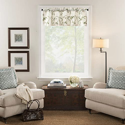VOGOL Green Vine Embroidered Kitchen Valance, 52 x 14 Inches - color: Green, size: 52"W x 14"L (Pack of 1)