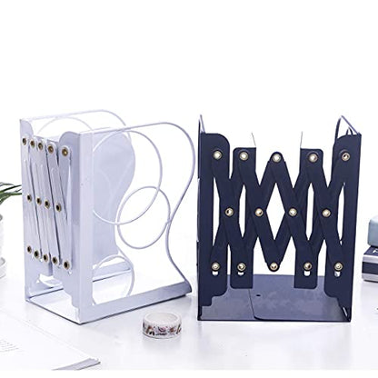 Adjustable Bookends Metal Book Ends for Heavy Book Holder - color: Black-round