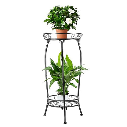 LOYAL TIGER Plant Stand Indoor Outdoor, 2 Tier 27 Inch Tall Metal