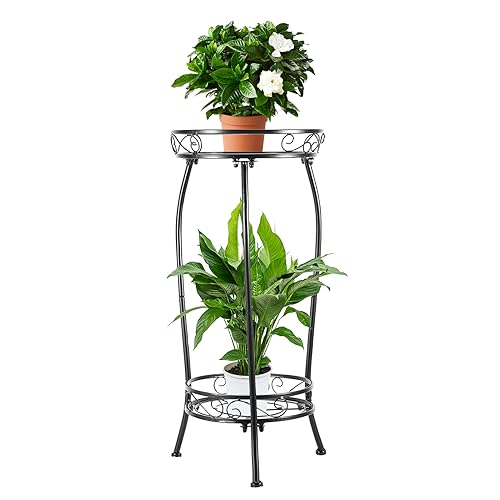 LOYAL TIGER Plant Stand Indoor Outdoor, 2 Tier 27 Inch Tall Metal