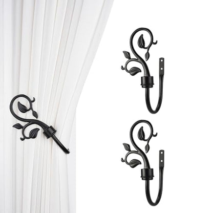 SUQ I OME Leaf Shaped Curtain Holdbacks, Black, 1 Pair - color: Black