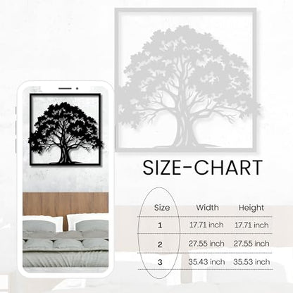 Tree of Life Metal Wall Art Decor | 17'' x 17'' x 0.05'' Tree Art Themed Wall Decorations | Handmade Indoor and Outdoor Wall Art (Tree, Black) - size: 17'' x 17'', style: Tree of life