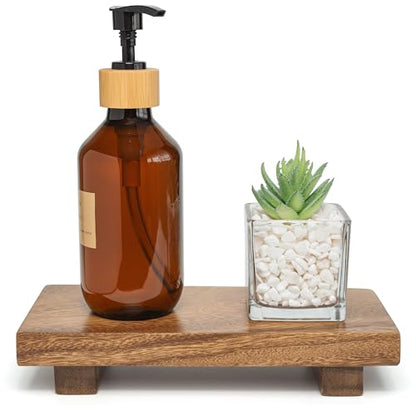 X-Small 8.5" Acacia Wood Riser Pedestal Stand for Kitchen Counter - size: X-Small:8.5"x4.0"