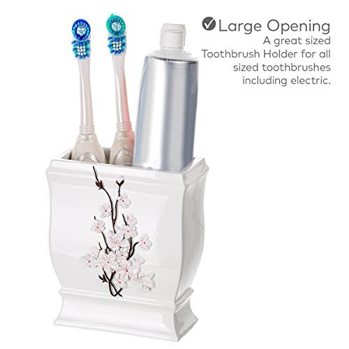 Vanda Cherry Blossom 4 Piece Resin Bathroom Accessories Set - style: 4 Piece Set