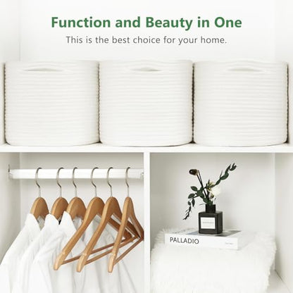 ECDYQXVU 15x10x9 Inch Woven Cotton Rope Storage Basket, 3 Pack - color: White, size: 3 Pack