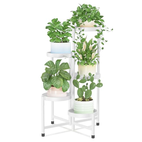 iDavosic.ly Plant Stand Indoor Outdoor, 5 Tier Metal Corner Shelf, White - color: Arctic White, size: 5 Tiers
