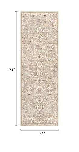 Pauwer Hallway Runner Rug 2x6, Washable Boho Kitchen Runner, Beige Brown - color: Beige Brown, size: 2' x 6' (Runner)