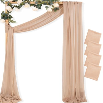 Sheer Gauze Wedding Arch Draping Fabric 29" x 20 FT 4 Panels Nude - color: Nude, size: 29"w x 240"l (Pack of 4)