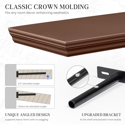 Fun Memories Floating Shelves, Walnut, 72 Inch Long, 9.3 Inch Deep, 1 Pack - color: Walnut, size: 72", Single