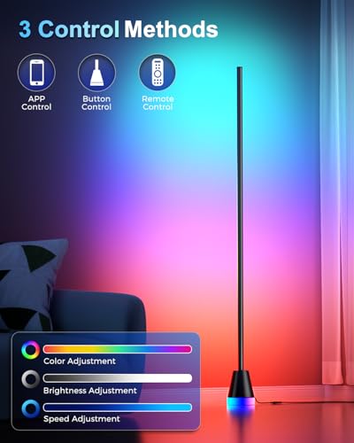 RGBIWC Corner Floor Lamp, Smart Ambient LED Light, Black