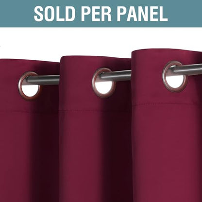 H.VERSAILTEX Blackout Curtains for Christmas Small Window Kitchen Blackout Curtains 45 inch Length Energy Saving Solid Grommet Blackout Drape, One Panel, Burgundy Red, 52" W x 45" L - color: Burgundy Red, size: 52"W x 45"L (Pack of 1)