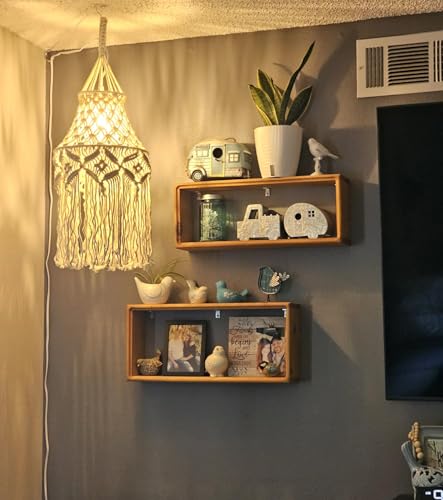 Boho Lamp Shade, Hanging Lamp with Handmade Macrame Lamp Shade - size: BOHO-02