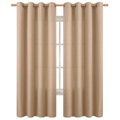 BGment Tan Curtains for Living Room 84 Inch Long - Burlap 2 Panels - color: Tan, size: 52"W x 84"L (Pack of 2)