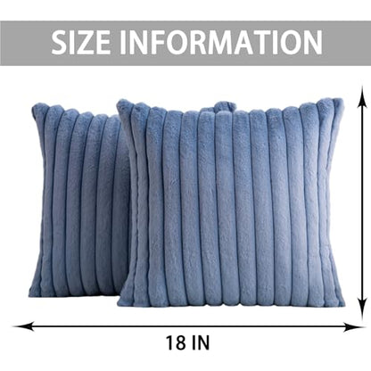 Aegero Pack of 2 Faux Fur Christmas Throw Pillow Covers 18x18 Inch, Blue - color: Blue, size: 18" x 18" (Pack of 2)