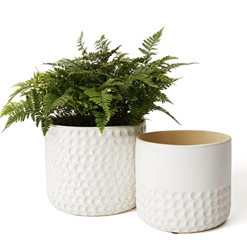 LA JOLIE MUSE Ceramic Plant Pots, Flower Pots for Indoor Plants, Set of 2 - color: Ivory