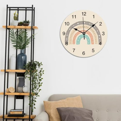 ArogGeld Boho Rainbow Wall Clock for Classroom Earthy Tones Round Clocks - color: A11-6, size: 12x12in