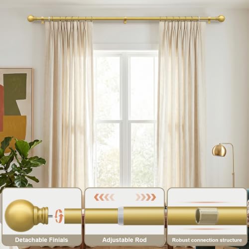 Modern Gold Curtain Rods for Windows 72 to 144 Inches Drapery Rods - color: Gold, size: 16"-144"|1 Pack