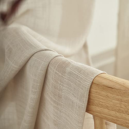 Demetex Beige Semi Sheer Curtains Kitchen Small Window Curtain Semi Sheer Panels for Bedroom, Set of 2, 54 x 45 Inch, Linen - color: Semi Linen, size: 54"W x 45"L (Pack of 2)