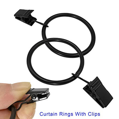 100 Pack Metal Curtain Rings with Clips, 1.5 in ID, Black - color: Black, size: 1.5" I D 100 Pack