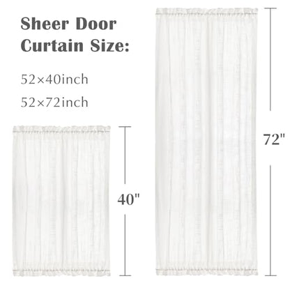 jinchan Linen Textured Door Curtain 40 Inch Farmhouse 1 Panel White - color: Sheer | White, size: 50"W x 40"L (Pack of 1)