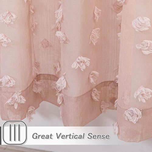 MYSKY HOME Pink Sheer Curtains for Girls with Pom Pom 36Wx45L,2 Panels - color: 1-dusty Pink, size: 36"W x 45"L (Pack of 2)