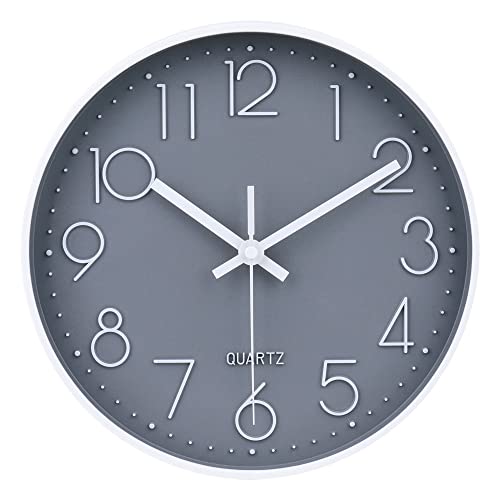 jomparis 10 Inch Gray Wall Clock Battery Operated Silent & Non-Ticking Wall Clock for Home,Bathroom,Bedroom,Kitchen - color: Gray, size: 10 Inch
