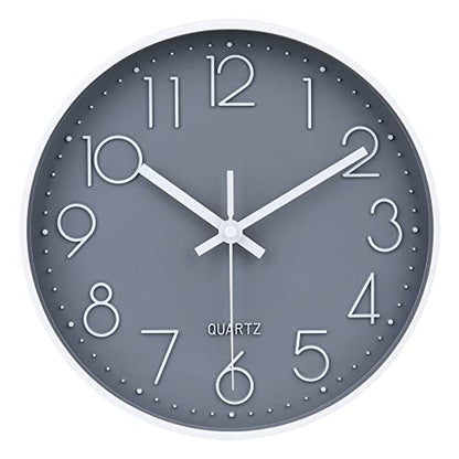 jomparis 10 Inch Gray Wall Clock Battery Operated Silent & Non-Ticking Wall Clock for Home,Bathroom,Bedroom,Kitchen - color: 1 Pack - Gray, size: 10 Inch