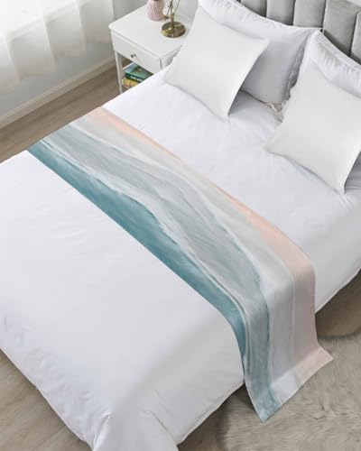 DecorLovee Summer Beach Bed Runners for Queen Size Bed, Ocean Coastal Bed Throws for Foot of Bed, Sea Nautical Bed Runner - color: Beach, size: 83"x20" for Queen Bed