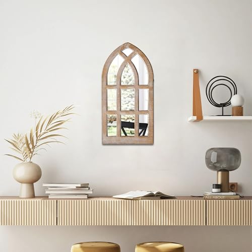 Small Rustic Arched Window Mirrors for Wall Decor 8 X 16 Inch