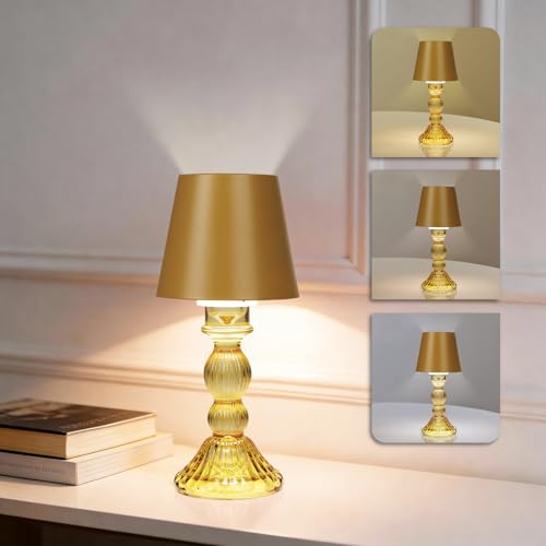 MJ PREMIER Small Rechargeable Lamp, Wireless Lamp, Battery Operated Lamps - color: Yellow