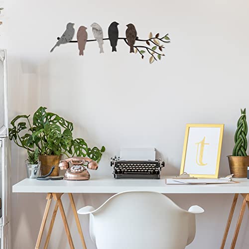 Ferraycle Metal Bird Wall Art, Birds on Branch Sculpture, Dark Colors