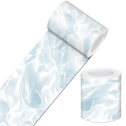 IVN Wallpaper Border Peel and Stick Wall Ice Water 4x196 Inch - color: Ice Water