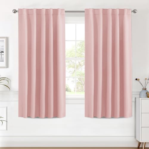 H.VERSAILTEX Blackout Curtains Thermal Insulated Window Treatment Panels Room Darkening Blackout Drapes for Living Room Back Tab/Rod Pocket Bedroom Draperies (2 Panels, Baby Pink, 42 x 63 Inch) - color: Baby Pink, size: 42"W x 63"L (Pack of 2)