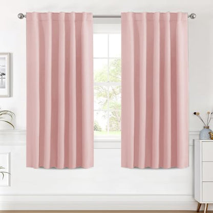 H.VERSAILTEX Blackout Curtains Thermal Insulated Window Treatment Panels Room Darkening Blackout Drapes for Living Room Back Tab/Rod Pocket Bedroom Draperies (2 Panels, Baby Pink, 42 x 63 Inch) - color: Baby Pink, size: 42"W x 63"L (Pack of 2)