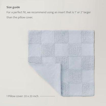 Double Stitch 100% Cotton Boho Checkered Throw Pillow Covers, Arctic Blue - color: Arctic Blue, size: 20" x 20" (Pack of 1)