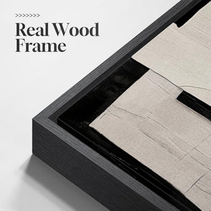 Framed Neutral Modern Black Beige Abstract Wall Art, 1 Piece 24x36 In - color: Black White Geometric A