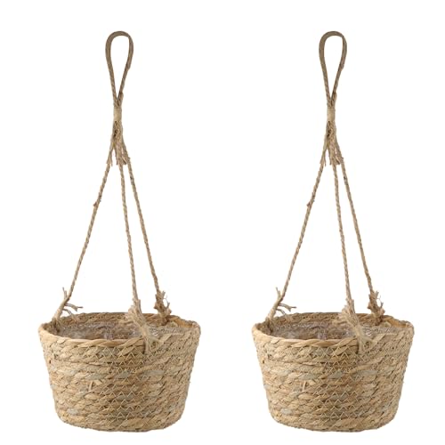 MY MIRONEY 2PCS Hanging Planter Basket, Khaki - size: 8.11" x 4.96"