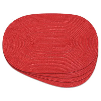 Placemats Set of 4, Woven Oval Braided Dining Table Mats(Red Shine) - color: Red Shine, size: 4 pcs