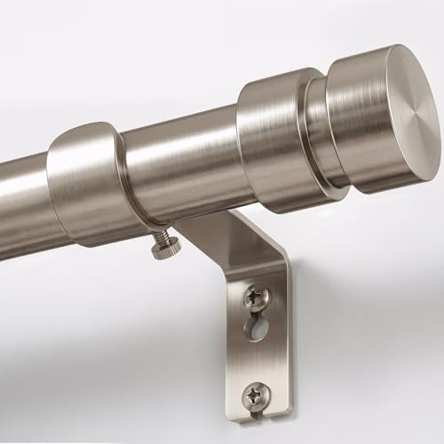 Brushed Nickel Curtain Rods with Solid Metal Finials 66 to 120 Inches Adjustable Heavy Duty 1 Inch Silver Curtain Rod for Windows, Modern Decorative Style for Bedroom Kitchen Living Room - color: Brushed Nickel, size: 28"-120"