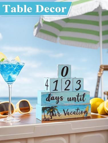 Vacation Countdown Wooden Tabletop Decor,Days Until Vacations Wood Sign For Indoor Home Decoration - size: Vacations