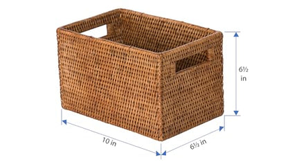 KOUBOO La Jolla Rattan Shelf Handles, Small, Honey-Brown Storage Basket,