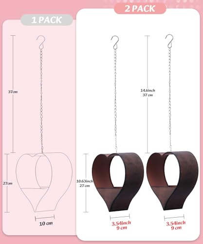 Metal Plant Hangers Indoor and Outdoor: Pots with Drainage Hole - color: Rustic Heart -2pack