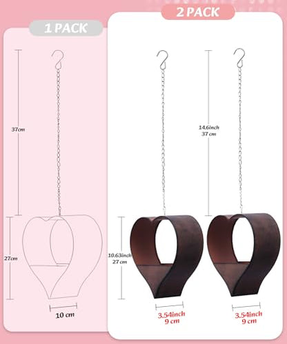 Metal Plant Hangers Indoor and Outdoor: Pots with Drainage Hole - color: Rustic Heart -2pack