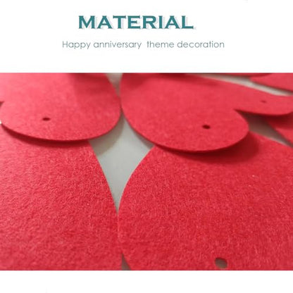 Happy Anniversary Banner, Red Heart Banner - Anniversary Decorations, Red and Gold