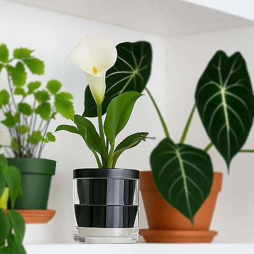 D'vine Dev Self-Watering Black Terracotta Planter Pot, 4 in, 37-X-A-3 - color: Black, size: 4 Inch