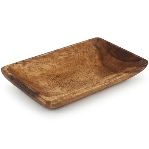 Handcrafted Acacia Wood Rectangular Bowl – Made in Hawaii – Eco-Friendly Wooden Serving Dish – Durable, Food-Safe, Heat-Resistant – Flared Design – Multiple Sizes (8x5x1.5 inch) - size: 8x5x1.5 inch