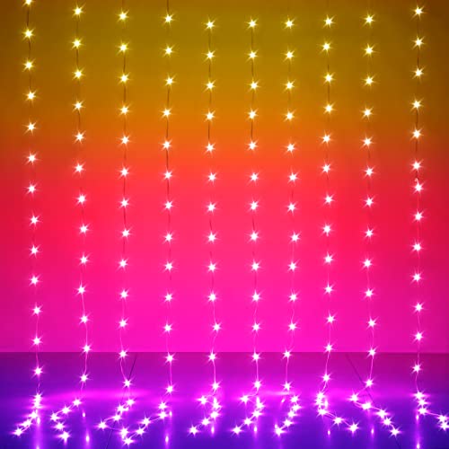 Fairy Curtain Lights 10ft x 10ft,300 LED RGB Color Changing Lights - size: 300-LED RGB 10ft x 10ft