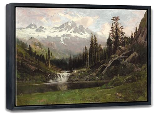 Aubeeba Framed Mountain Wall Art Landscape Painting Home Decor,Vintage Forest Wall Art Canvas Prints Scenery Decor for Living Room Office 08x12 inches - color: Mountain, size: 12"L x 8"W