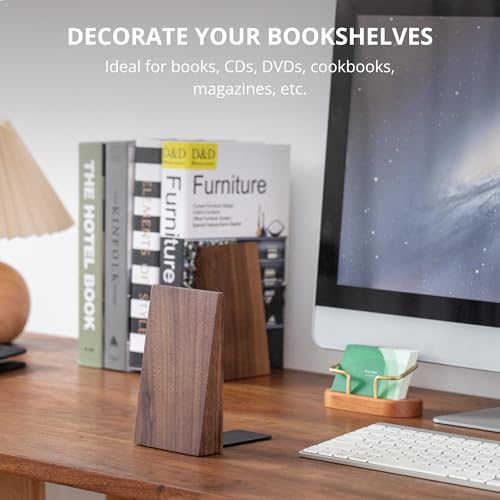 Muso Wood Handmade Walnut Book Ends for Shelves - color: Walnut Wood